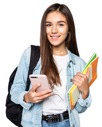 Student holding books